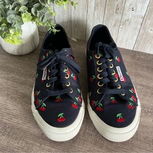 Superga 2750 Embroidered Cherry Cotu Navy Sneakers Women’s 8